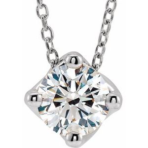 Sterling Silver 3/4 CT Diamond Solitaire 16-18" Necklace