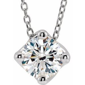 Collier en platine 1/2 CT diamant solitaire 16-18 "