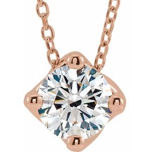 14K Rose 1/2 CT Diamond Solitaire 16-18" Necklace