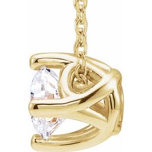 14K Yellow 1/2 CT Diamond Solitaire 16-18" Necklace