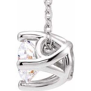 14K White 1/2 CT Diamond Solitaire 16-18" Necklace
