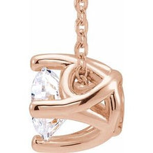 Load image into Gallery viewer, 14K Rose 1/2 CT Diamond Solitaire 16-18&quot; Necklace
