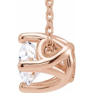 14K Rose 1/2 CT Diamond Solitaire 16-18" Necklace