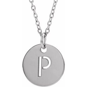 Sterling Silver Initial P 16-18" Necklace