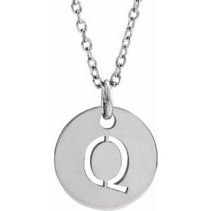 Sterling Silver Initial Q 16-18