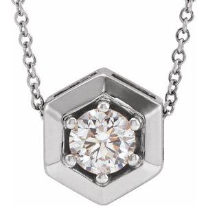 14K White 1/2 CT Diamond Geometric 16-18