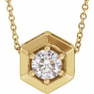 Collier en diamant 14K jaune 1/2 CT géométrique 16-18 