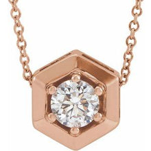 Charger l&#39;image dans la galerie, Collier en diamant 14K rose 1/2 CT géométrique 16-18 &quot;
