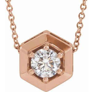 Collier en diamant 14K rose 1/2 CT géométrique 16-18 