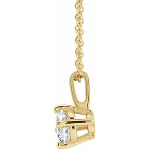 14K Yellow 3/8 CT Diamond Solitaire 16-18" Necklace
