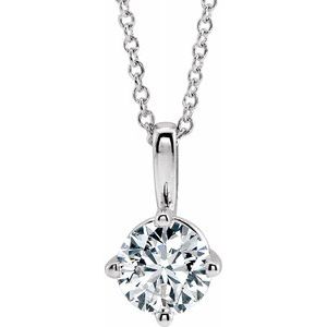 14K White 3/8 CT Diamond Solitaire 16-18" Necklace