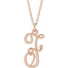 Charger l&#39;image dans la galerie, 14K Rose Gold-Plated Sterling Silver Script Initial F 16-18&quot; Necklace
