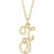 Charger l&#39;image dans la galerie, 14K Yellow Gold-Plated Sterling Silver Script Initial F 16-18&quot; Necklace
