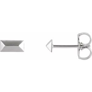 14K White Geometric Stud Earrings