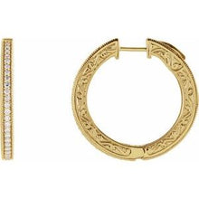 Load image into Gallery viewer, 14K Yellow 1/2 CTW Diamond Sculptural Hoop Earrings with Vault Lock
