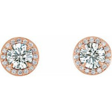 Load image into Gallery viewer, 14K Rose 1 CTW Diamond Halo-Style Earrings

