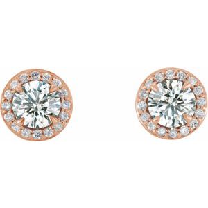 14K Rose 1 CTW Diamond Halo-Style Earrings