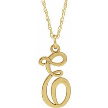 Charger l&#39;image dans la galerie, 14K Yellow Gold-Plated Sterling Silver Script Initial E 16-18&quot; Necklace
