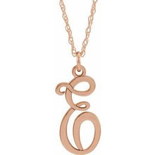 Charger l&#39;image dans la galerie, 14K Rose Gold-Plated Sterling Silver Script Initial E 16-18&quot; Necklace
