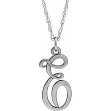 Load image into Gallery viewer, Sterling Silver Script Initial E 16-18&quot; Necklace
