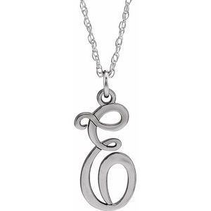 Sterling Silver Script Initial E 16-18