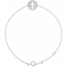 Load image into Gallery viewer, Sterling Silver Pierced Cross Disc 7-8&quot; Bracelet
