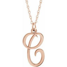 Charger l&#39;image dans la galerie, 14K Rose Gold-Plated Sterling Silver Script Initial C 16-18&quot; Necklace
