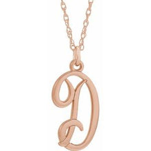Charger l&#39;image dans la galerie, 14K Rose Gold-Plated Sterling Silver Script Initial D 16-18&quot; Necklace

