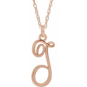 14K Rose Gold-Plated Sterling Silver Script Initial T 16-18" Necklace