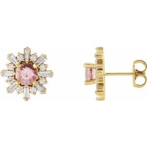 14K Yellow Morganite & 3/4 CTW Diamond Earrings