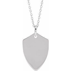 Sterling Silver 22.4x14.1 mm Shield 16-18