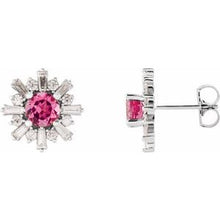 Load image into Gallery viewer, Sterling Silver Pink Tourmaline &amp; 3/4 CTW Diamond Earrings
