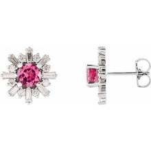 Load image into Gallery viewer, 14K White Pink Tourmaline &amp; 3/4 CTW Diamond Earrings

