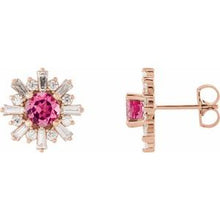 Load image into Gallery viewer, 14K Rose Pink Tourmaline &amp; 3/4 CTW Diamond Earrings

