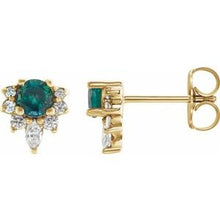 Load image into Gallery viewer, 14K Yellow Alexandrite &amp; 1/6 CTW Diamond Earrings

