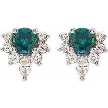 Load image into Gallery viewer, 14K White Alexandrite &amp; 1/6 CTW Diamond Earrings
