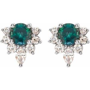 14K White Alexandrite & 1/6 CTW Diamond Earrings