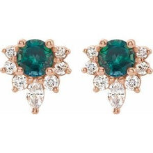 Load image into Gallery viewer, 14K Rose Alexandrite &amp; 1/6 CTW Diamond Earrings
