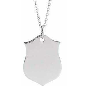 Sterling Silver Shield 24" Necklace