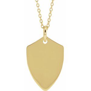 18K Yellow Vermeil 22.4x14.1 mm Shield 24" Necklace