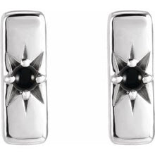 Load image into Gallery viewer, Sterling Silver Onyx Starburst Bar Earrings
