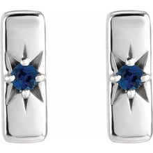 Load image into Gallery viewer, Sterling Silver Blue Sapphire Starburst Bar Earrings

