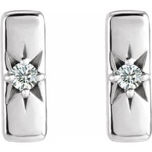 Load image into Gallery viewer, Sterling Silver White Sapphire Starburst Bar Earrings
