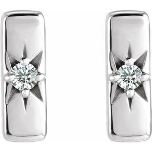 Sterling Silver White Sapphire Starburst Bar Earrings