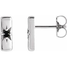 Load image into Gallery viewer, Sterling Silver Onyx Starburst Bar Earrings
