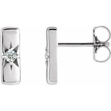 Load image into Gallery viewer, Sterling Silver White Sapphire Starburst Bar Earrings
