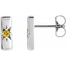Load image into Gallery viewer, Sterling Silver Yellow Sapphire Starburst Bar Earrings
