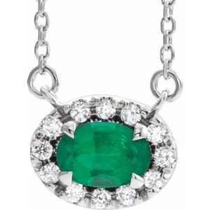 14K White Emerald & 1/6 CTW Diamond 16