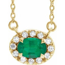 Load image into Gallery viewer, 14K Yellow Emerald &amp; 1/6 CTW Diamond 18&quot; Necklace
