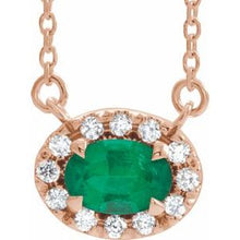 Load image into Gallery viewer, 14K Rose Emerald &amp; 1/6 CTW Diamond 18&quot; Necklace
